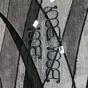 3- BOO! HALLOWEEN METAL BLACK GLITTER SIGNS PRICE FIRM